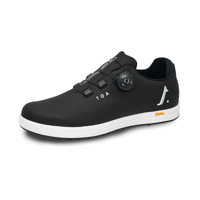 toa-primitive-black-golf-shoes-front-side-view-microfiber-durability-flexibility